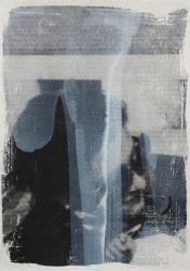 Retrato en técnica mixta sobre papel, obra de arte contemporáneo de Laura Martínez Hernández.